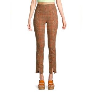Free People Plaid Cropped Split Legging Pants